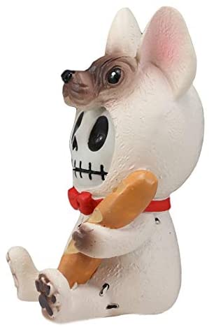 Ebros Furrybones French Bulldog With Baguette Bread Skeleton Statue Toy Furry Bones