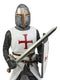 Ebros White Cloak Caped Medieval Crusader Swordsman Knight of Christ Figurine 11.5"H