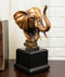 Ebros Safari Auspicious African Elephant W/ Trunk Raised Bronzed Statue W/ Base