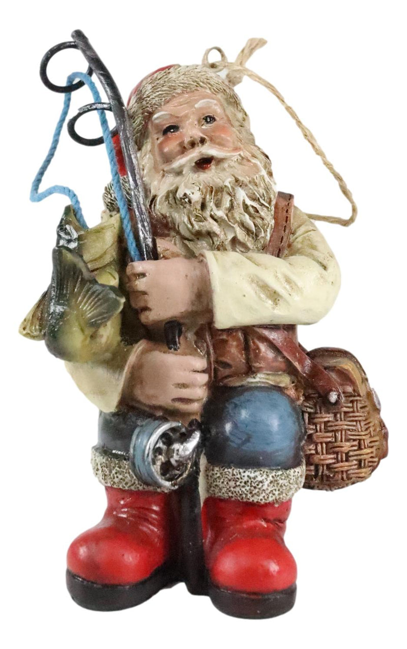 christmas fishing poles Santa Claus With Fishing Pole And Tackle Box Christmas Tree Hanging Or– Ebros Gift