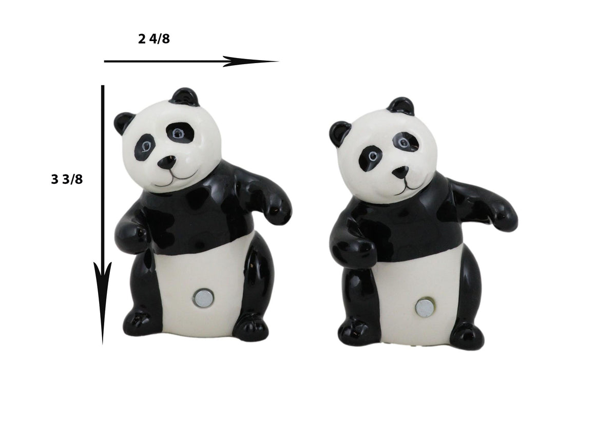 Ceramic Hugging And Dancing Giant Panda Bears Salt And Pepper Shakers Set Decor - Ebros Gift