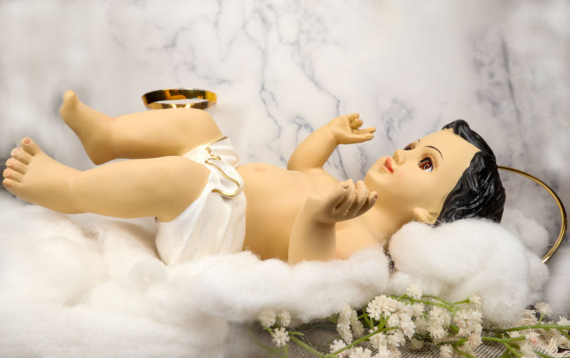 Catholic Christian Nativity Infant Baby Jesus With Golden Halo Large 18"L Statue