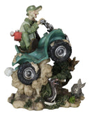 Hillbilly Ride Country Hunter With Rifle On A Mud Runner With Animals Figurine