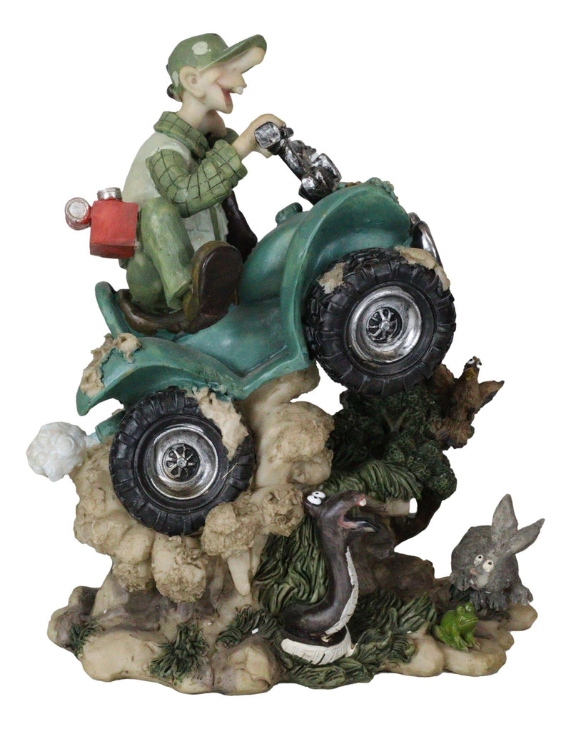 Hillbilly Ride Country Hunter With Rifle On A Mud Runner With Animals Figurine