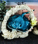 Ebros Nautical Marine Blue Stingray Fish Swimming By Coral Reef Decor Statue