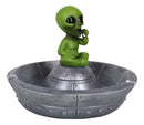 Flying Saucer Spaceship UFO Green ET Roswell Alien Smoking Cigarette Ashtray