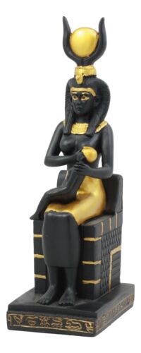 Ebros Classical Egyptian Goddess Ra Isis Nursing Horus Baby Statue 7.25" Tall Deity of Motherhood Isis Sitting On Throne Figurine