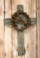 Rugged Crucifix With Faux Rusted Driven Nails And Crown Of Thorns Wall Cross 3D