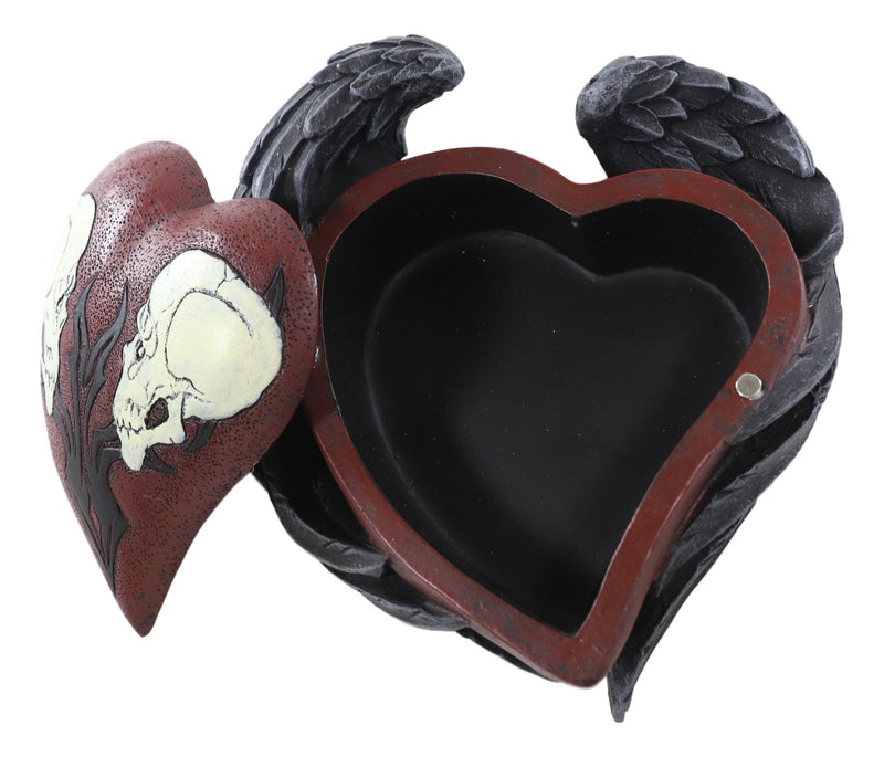 Love Devil Winged Heart Jewelry Box Skull Romance Halloween Handpainted