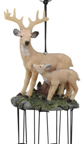 Ebros Deer Wind Chime Doe With Fawn Deer Family Decorative Wind Chime Patio