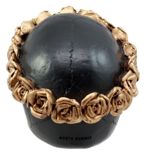 Day of The Dead Copper Rose Laurel Black Skull Figurine DOD Sugar Skull Decor - Ebros Gift