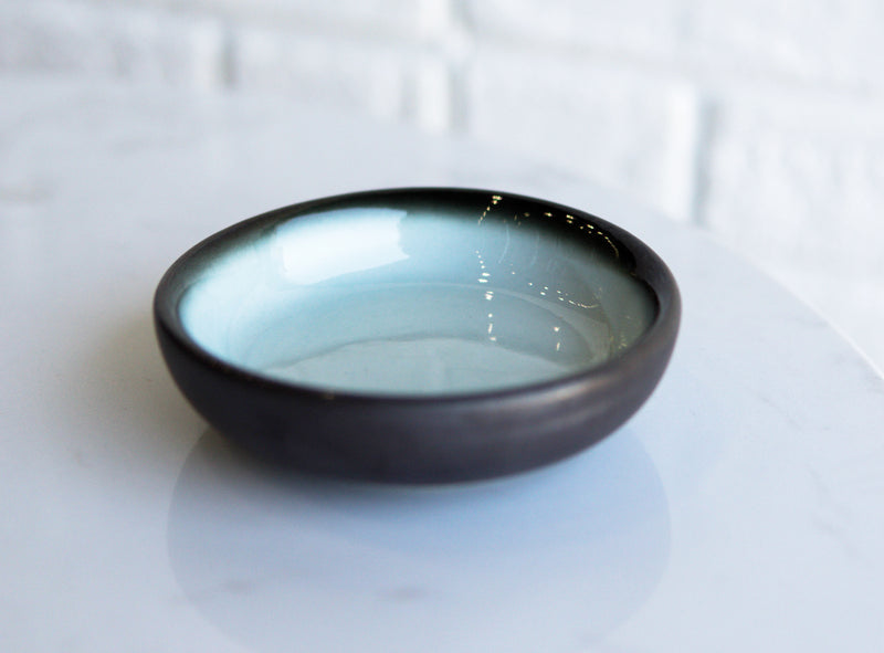 Pack Of 10 Ceramic Zen Blue Ponzu Soy Sauce Oil Condiment Round Dishes Holder