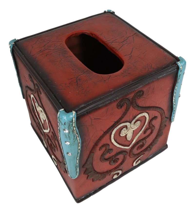 Western Cowgirl Red Valentines Love Heart Lace Scrollwork Tissue Box Cover Decor