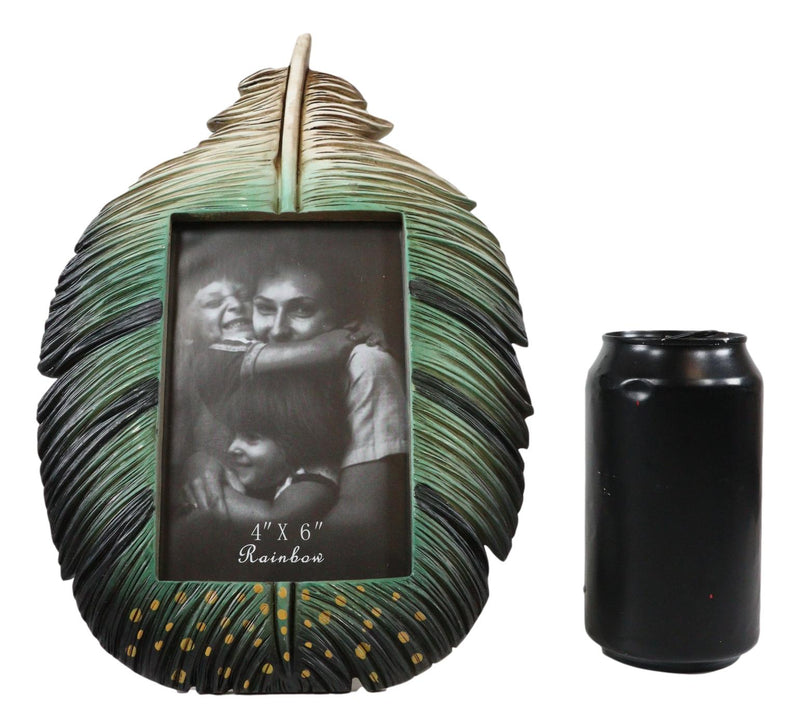 Green Southwestern Native Indian Butterfly Spotted Feather Picture Frame 4"X6"
