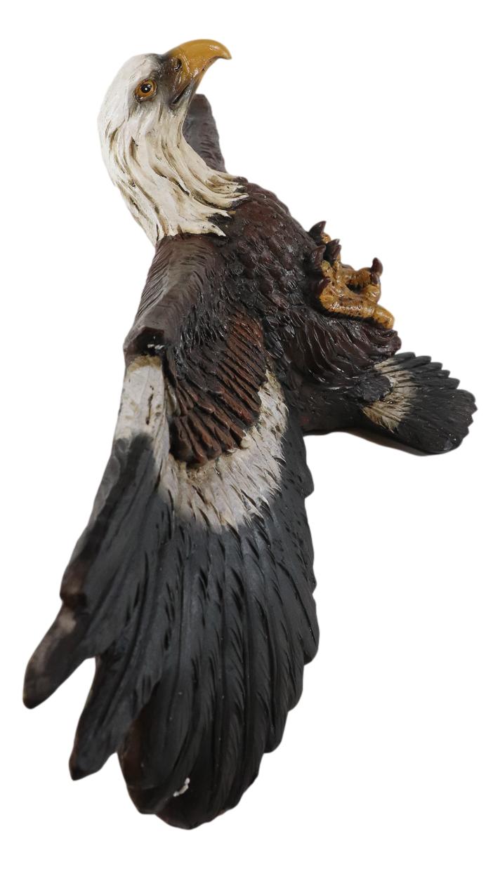 Majestic Bald Eagle Flying with Wide Open Wings Wall Hanging Floating Shelf 22"L