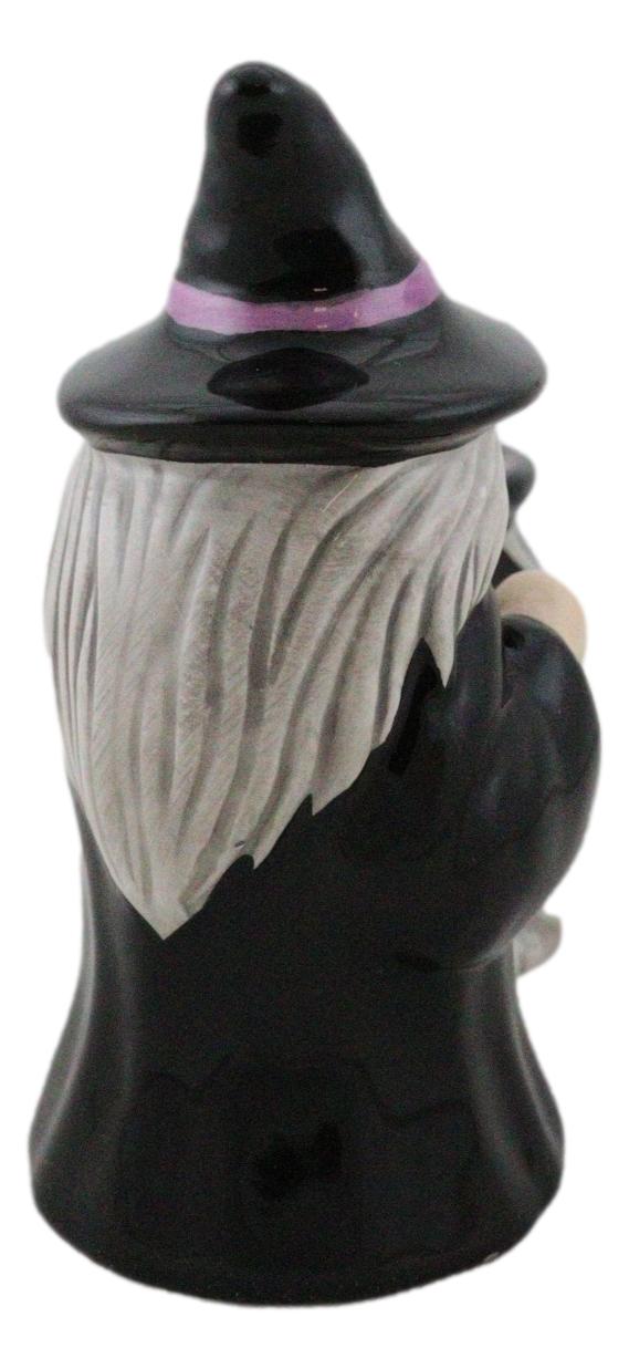 Black Potion Magic Witch And Large Cauldron Pot Hearth Salt Pepper Shakers Set