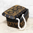 Ebros Black and Gold Cartouche Amulet Scarab Beetles Decorative Trinket Box