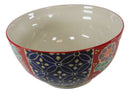 Set of 2 Ceramic Blue Red Floral Patterns Portion Meal Bowls 5 Cups Airtight Lid
