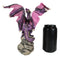 Fantasy Magenta Striped Behemoth Dragon Roaring On Volcanic Rock Mountain Statue