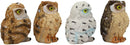 Ebros Peeking Colorful Nocturnal Fat Owls Miniature Figurine Set of 4 Whimsical