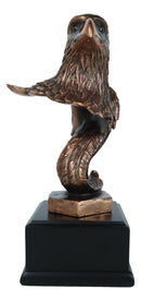 Small Majestic American Bald Eagle Head Bust Bronzed Resin Figurine 7"Tall