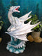 Ebros White Arctic Snow Winter Dragon On Giant Crystal Ice Rocks Statue Frozen Realm