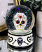 Black And White Hearts And Bones Day of the Dead Sugar Skull Small Water Globe