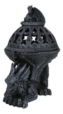 Crouching Atlas Dragon Tower Sphere Incense Burner Sculpture Figurine Faux Stone