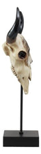 Large Alpha Wolf Spirit Totem On Buffalo Bull Skull Stake Statue 17.5"Tall