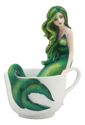 Amy Brown Tea Cup Atlantis Princess Green Emerald Mermaid Statue