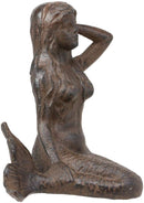 7.25"L Nautical Siren Expecting Mermaid Cast Iron Rustic Vintage Finish Statue