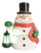 Ebros Merry Christmas Frosty The Snowman Statue With Colorful Solar LED Light Lantern