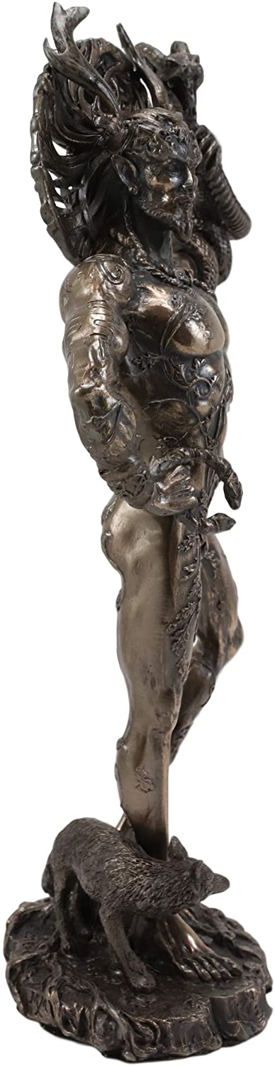 Ebros Gift Celtic God CernunnosHolding Torc and Snake Resin Figurine 10.25"H