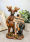 Ebros Black Bear and Elk Moose Standing by Happy Campers Sign Statue 7.25" H