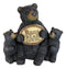 Large Rustic Forest Black Bear With 2 Cubs Holding Mama Knows Best Sign Statue