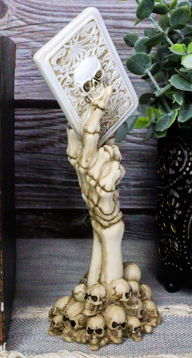 God of Gamblers Gothic Skeleton Skeletal Hand Holding Death Ace Card Figurine