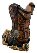 Ebros Western Texas Star Cowboy Boot And Spur Wine Holder 9"H Wild West Decor