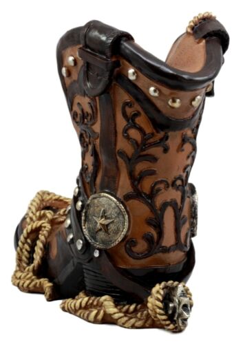 Ebros Western Texas Star Cowboy Boot And Spur Wine Holder 9"H Wild West Decor