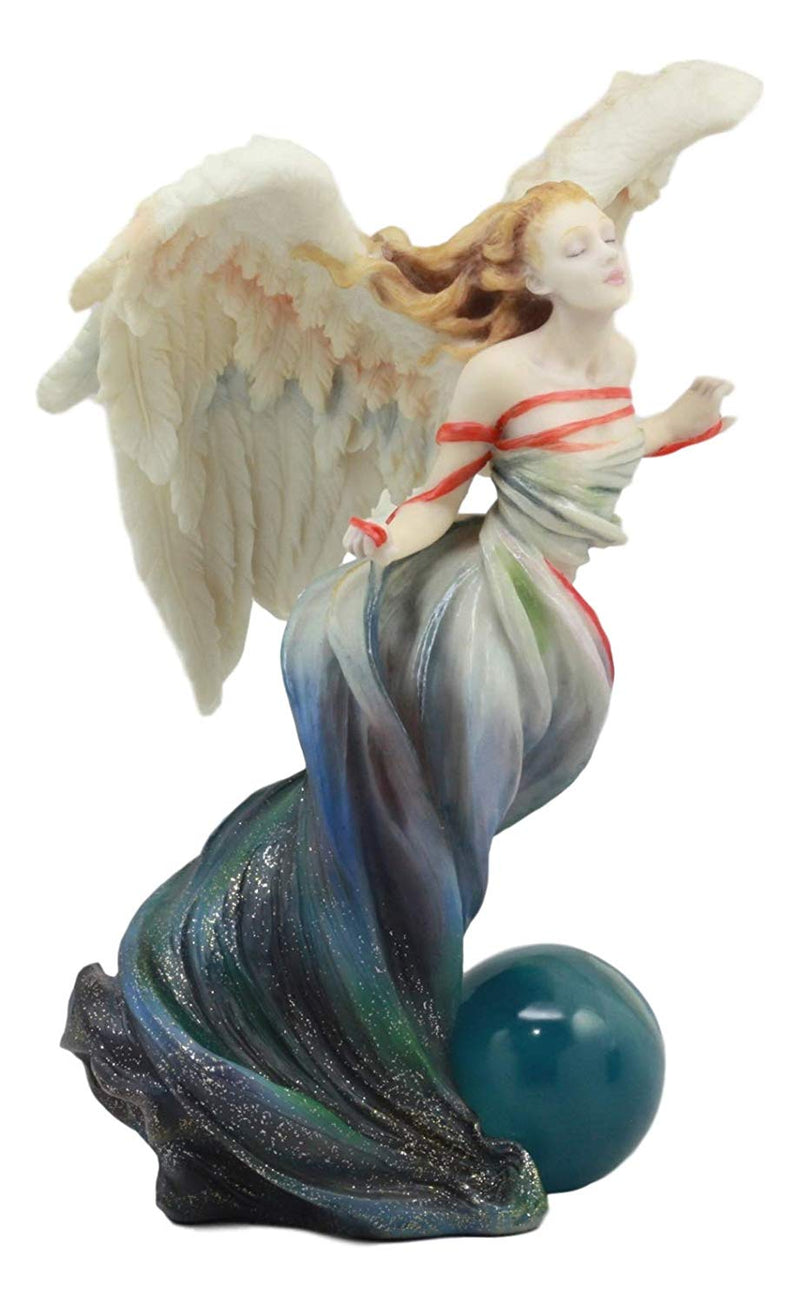 Ebros Written in the Wind Sheila Wolk Angel Statue 10.25"H Celestial Angel With Moon