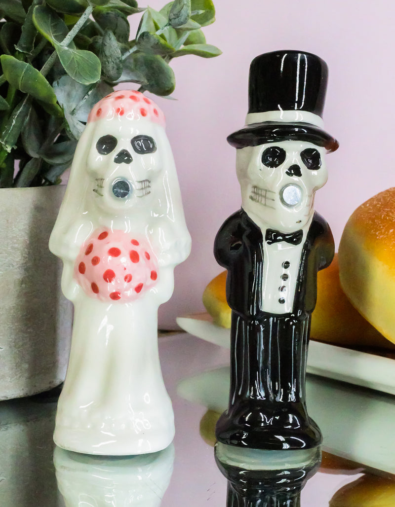 Ebros Mr & Mrs Frankenstein Monster Ceramic Salt Pepper Shakers Set Day Of  Dead