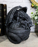 Ebros Bone Collector Celtic Druid Dragon Sitting On Gyrosphere Orb Jewelry Box Statue