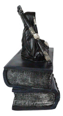 Ebros Macabre Grim Reaper With Scythe Sitting On Books Of Life Jewelry Box