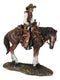 Western Desert Cowboy On Saddleback Riding Brown Stallion Horse Figurine