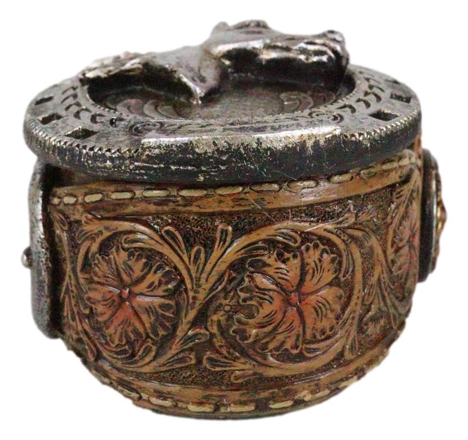 Rustic Western Horseshoe With Horse Scrollwork Concho Buckle Jewelry Trinket Box - Ebros Gift