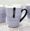 Set of 6 Eleanor Blue And White Linear Patterns Contemporary Porcelain Mugs 10oz