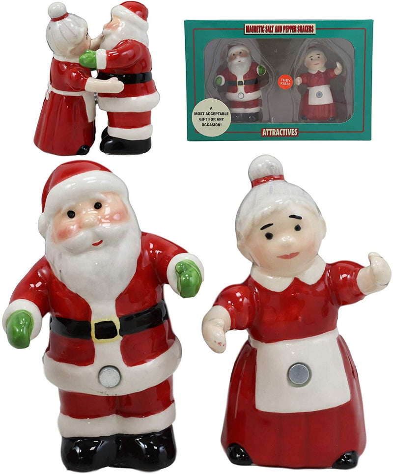 Ebros 'Tis The Season Mr And Mrs Santa Claus Magnetic Salt And Pepper Shakers
