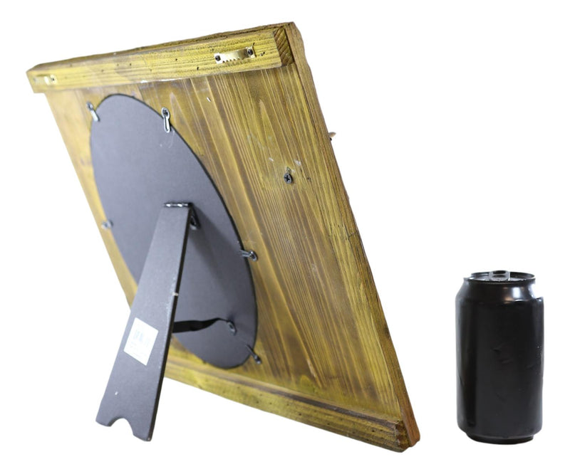 Rustic Western Cowboy Pistol Horseshoe Poker Cards Wooden 8"X10" Picture Frame