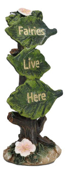 Fairy Garden Miniature Fairies Live Here Flowering Tree Leaves Sign Sculpture