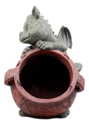 Playful Climbing Dragon Baby Planter Pot Home Patio Garden Decor Statue 12.5"H
