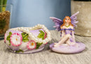 Ebros Gift Purple Lavender Fairy Small Round Trinket Jewelry Box Figurine 3.25" High